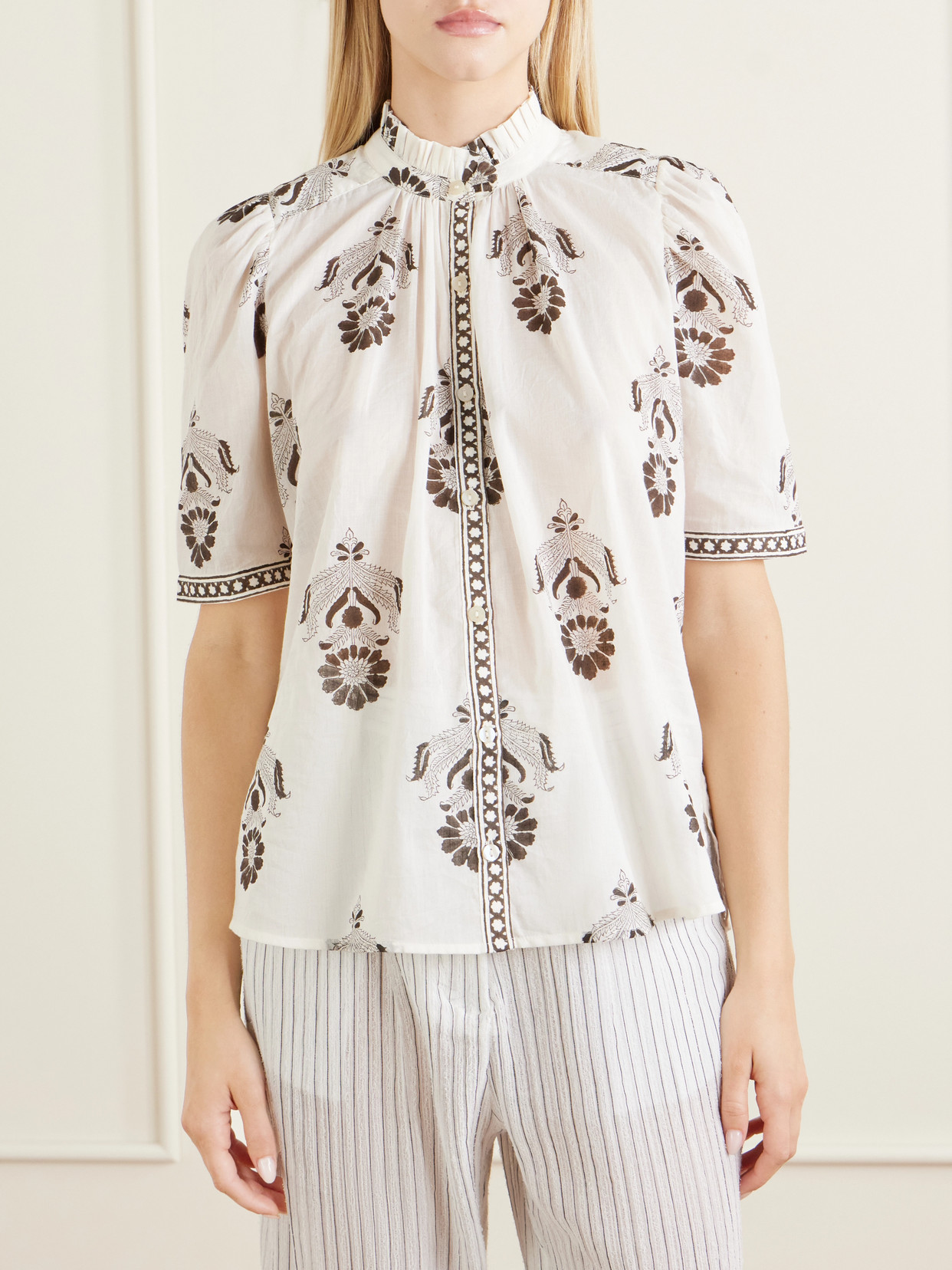 Winnie Java Cactus Printed Cotton-Voile Shirt