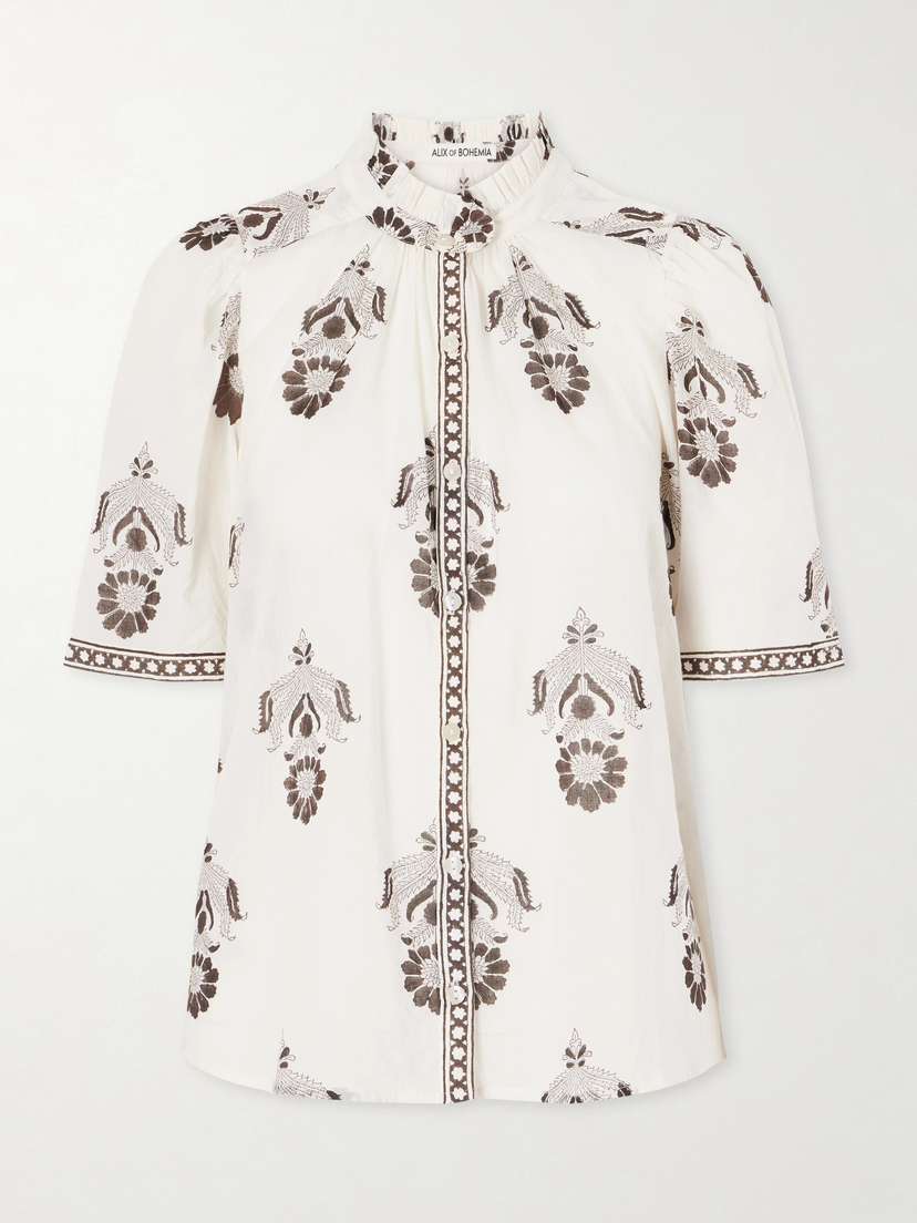 ALIX OF BOHEMIA Winnie Java Cactus Printed Cotton-voile Shirt