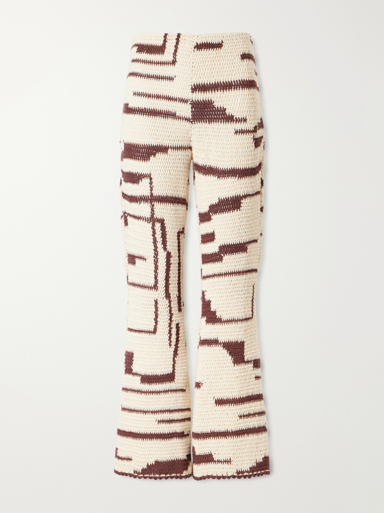 Alix Of Bohemia Farah Crocheted Cotton Flared Pants In Multi