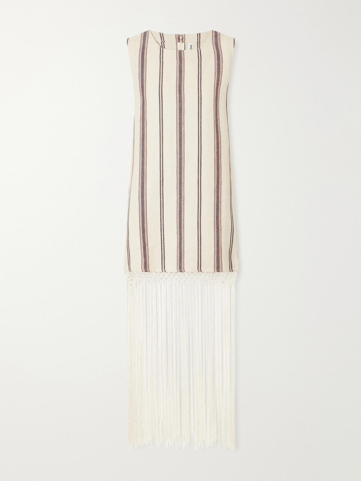 Alix Of Bohemia Vita Fringed Striped Cotton And Linen-blend Mini Dress In Multi