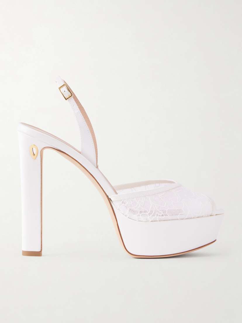 Jennifer Chamandi Antonio 130 Satin-trimmed Lace Sandals | Thumbnail 6