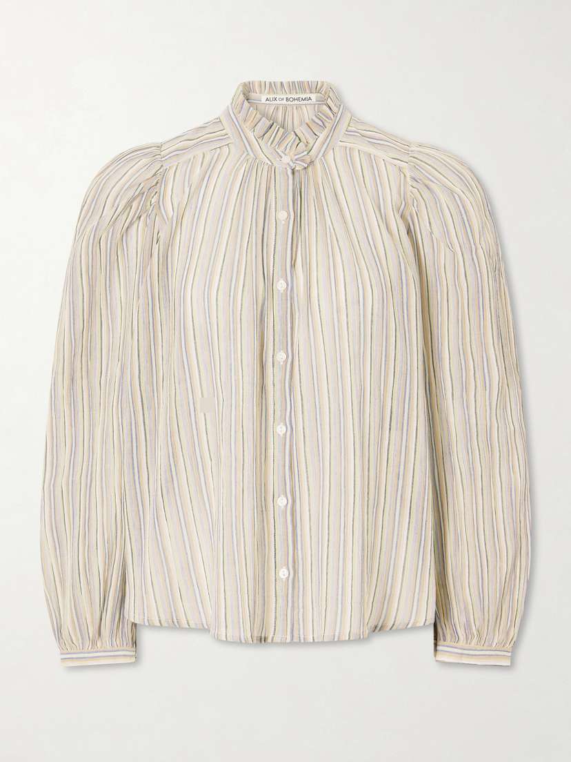 ALIX OF BOHEMIA Annabel Sandlilt Striped Cotton-voile Blouse