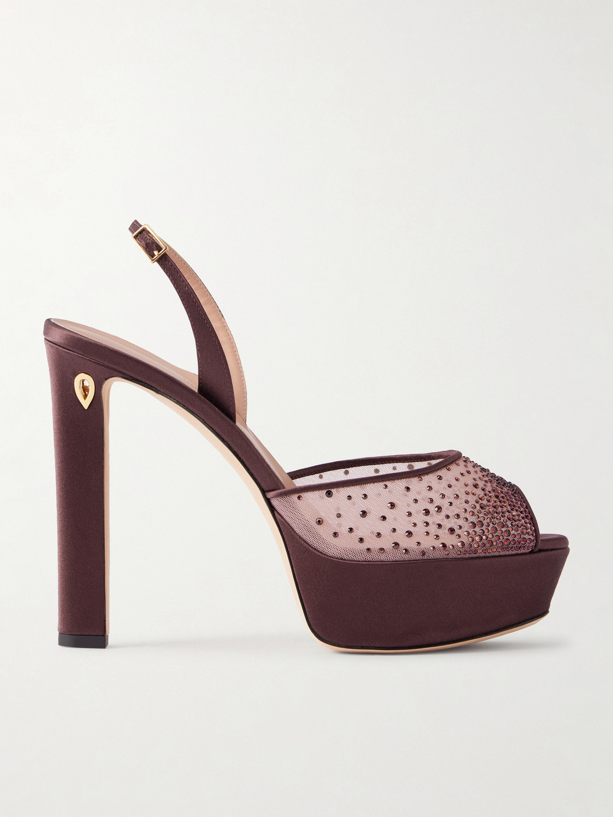 Jennifer Chamandi Antonio 130 Crystal-embellished Mesh Sandals In Burgundy