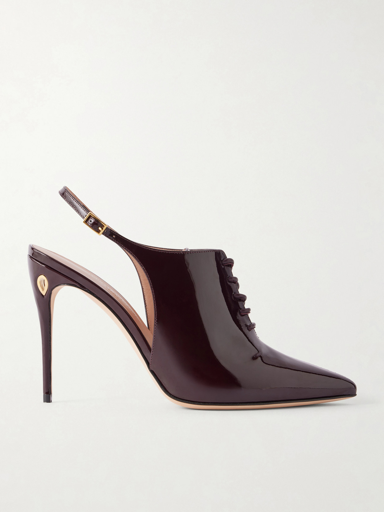 Jennifer Chamandi Lucio 105 Patent Leather Slingback Pumps In Burgundy
