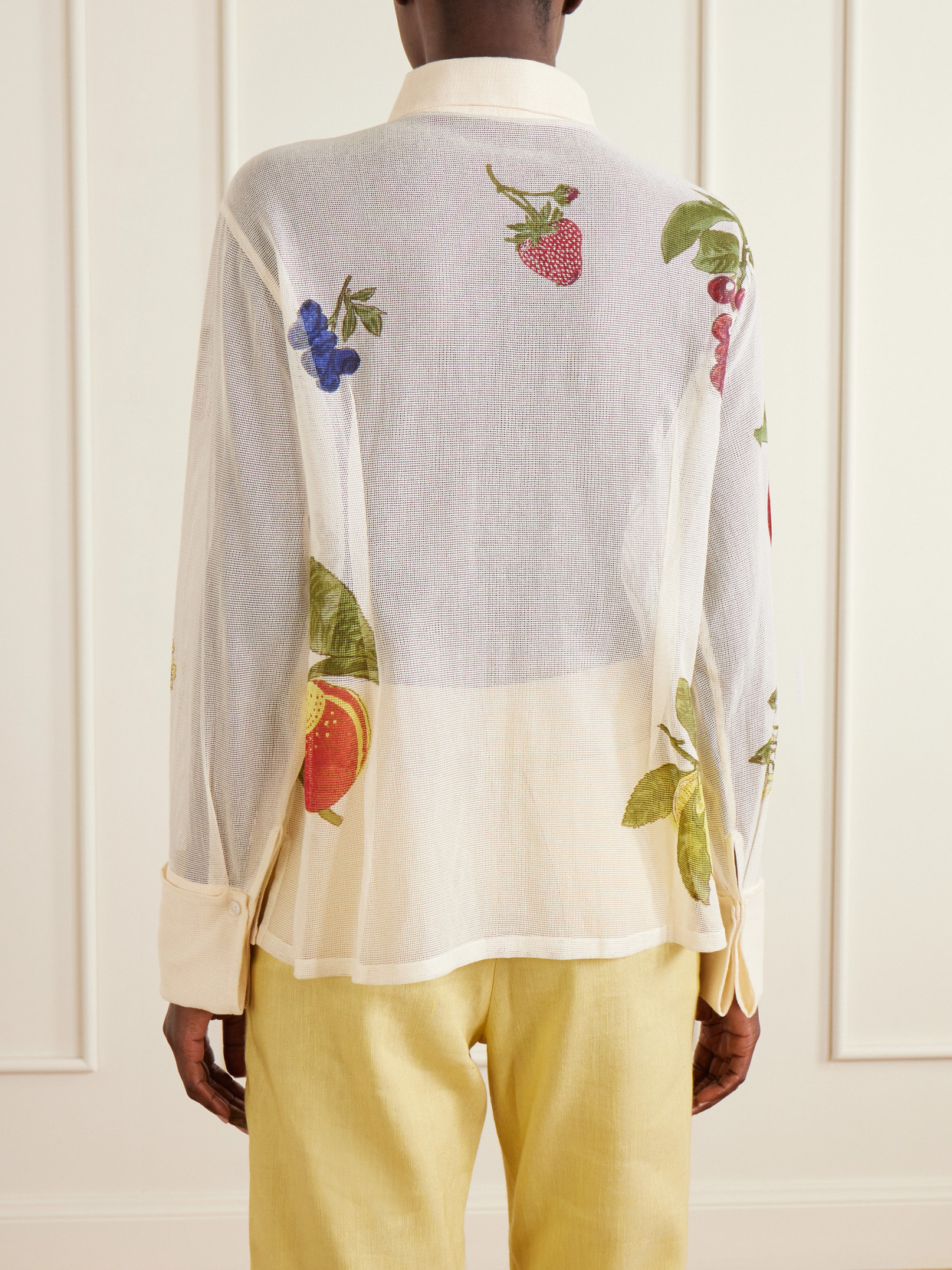 Dana Nine Fruit Printed Cotton-Mesh Shirt