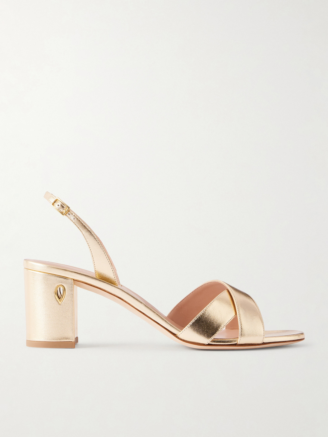 Jennifer Chamandi Leonardo 65 Metallic Leather Sandals In Neutral