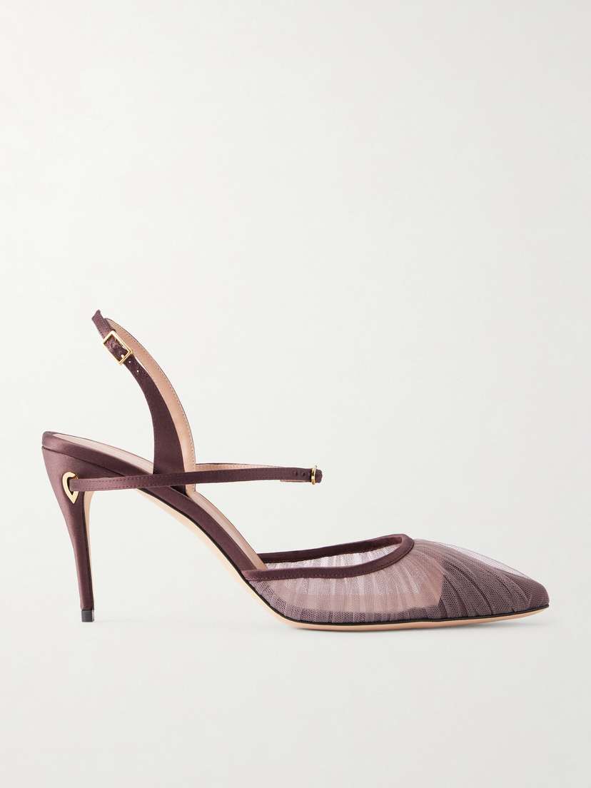Jennifer Chamandi Vittorio 85 Satin-trimmed Tulle Slingback Pumps | Thumbnail 6