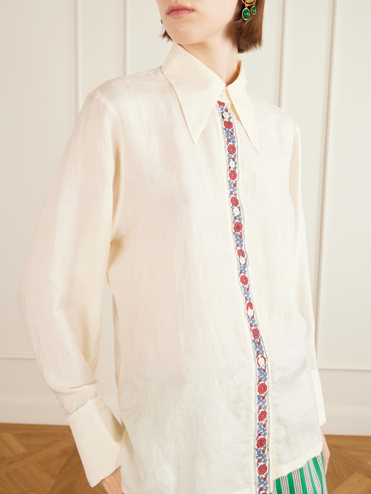 Dana Floral-Print Silk-Satin Shirt