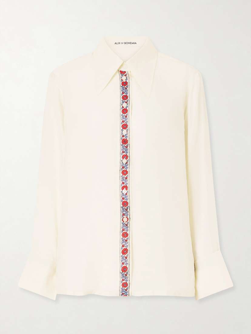 ALIX OF BOHEMIA Dana Floral-print Silk-satin Shirt