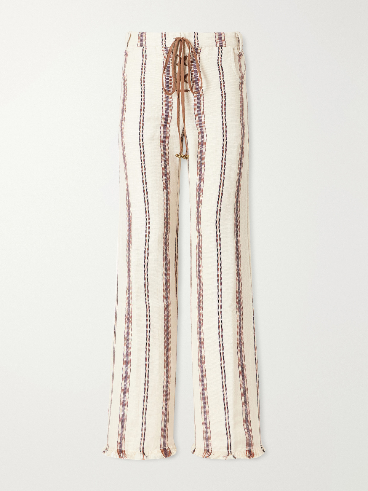 Alix Of Bohemia Cooper Striped Cotton And Linen-blend Wide-leg Pants In Multi