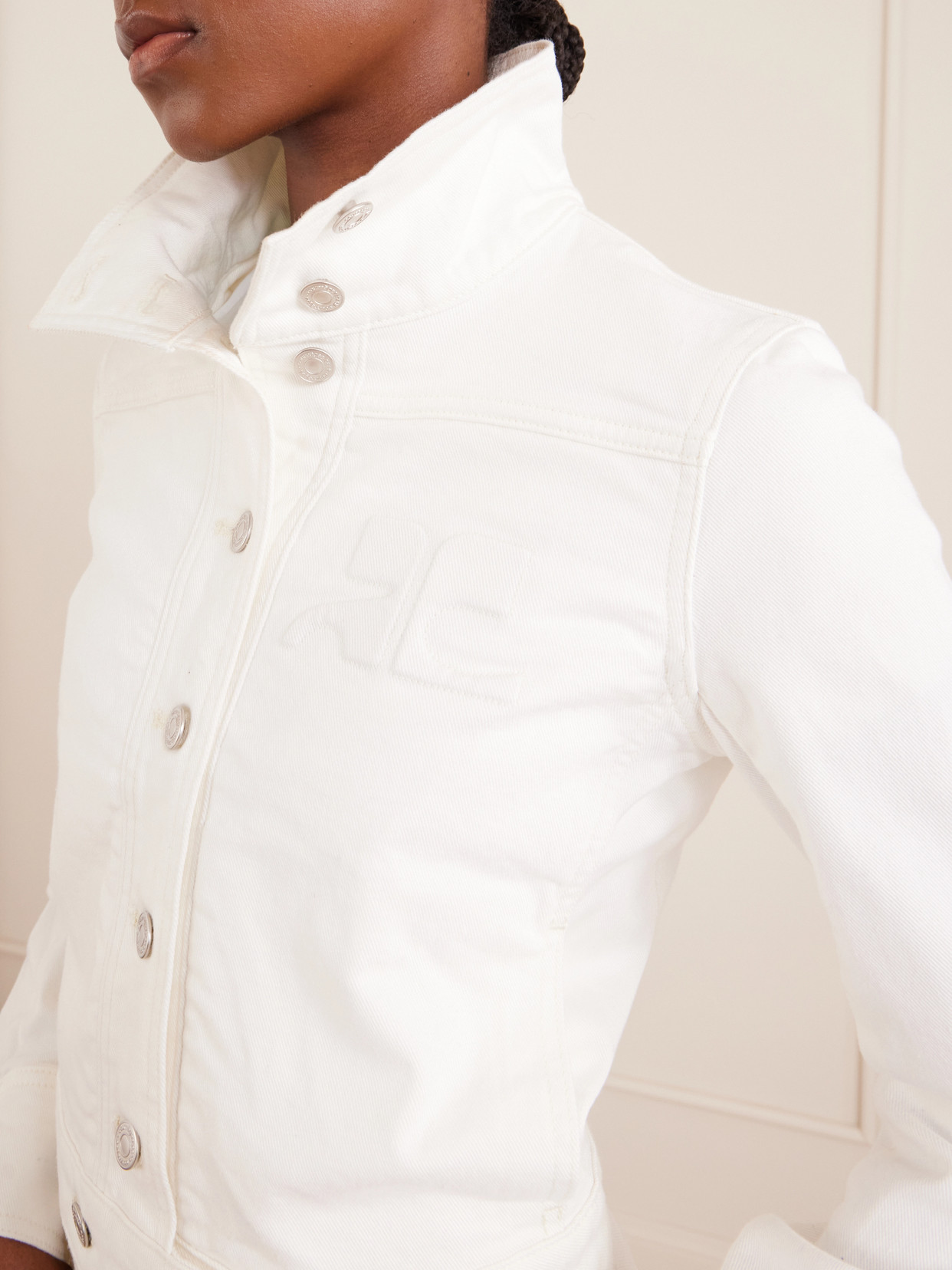 Reedition Cropped Logo-Embroidered Denim Jacket