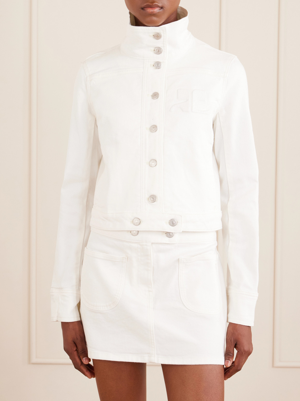 Reedition Cropped Logo-Embroidered Denim Jacket
