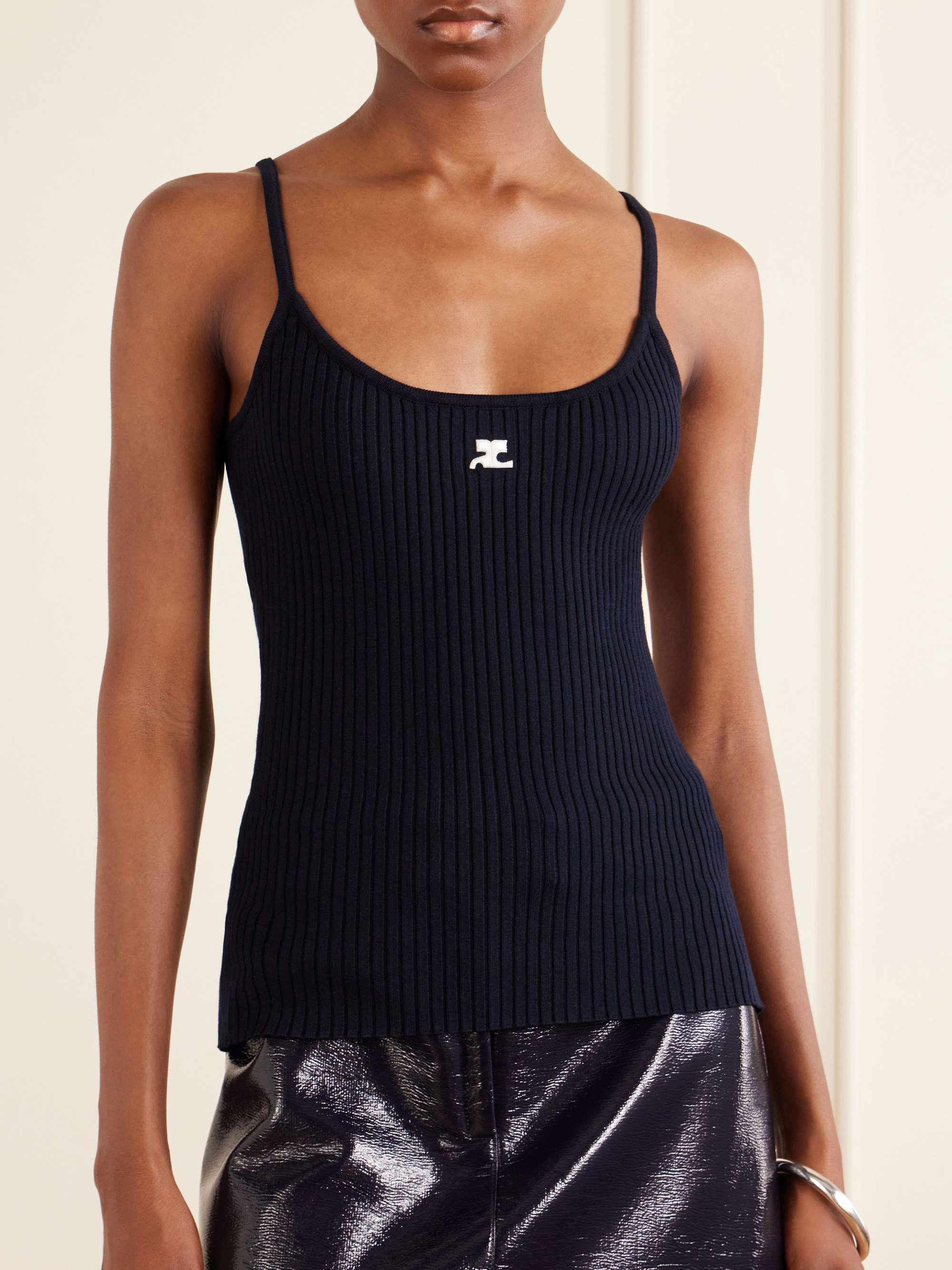 COURRÈGES Appliquéd ribbed-knit tank