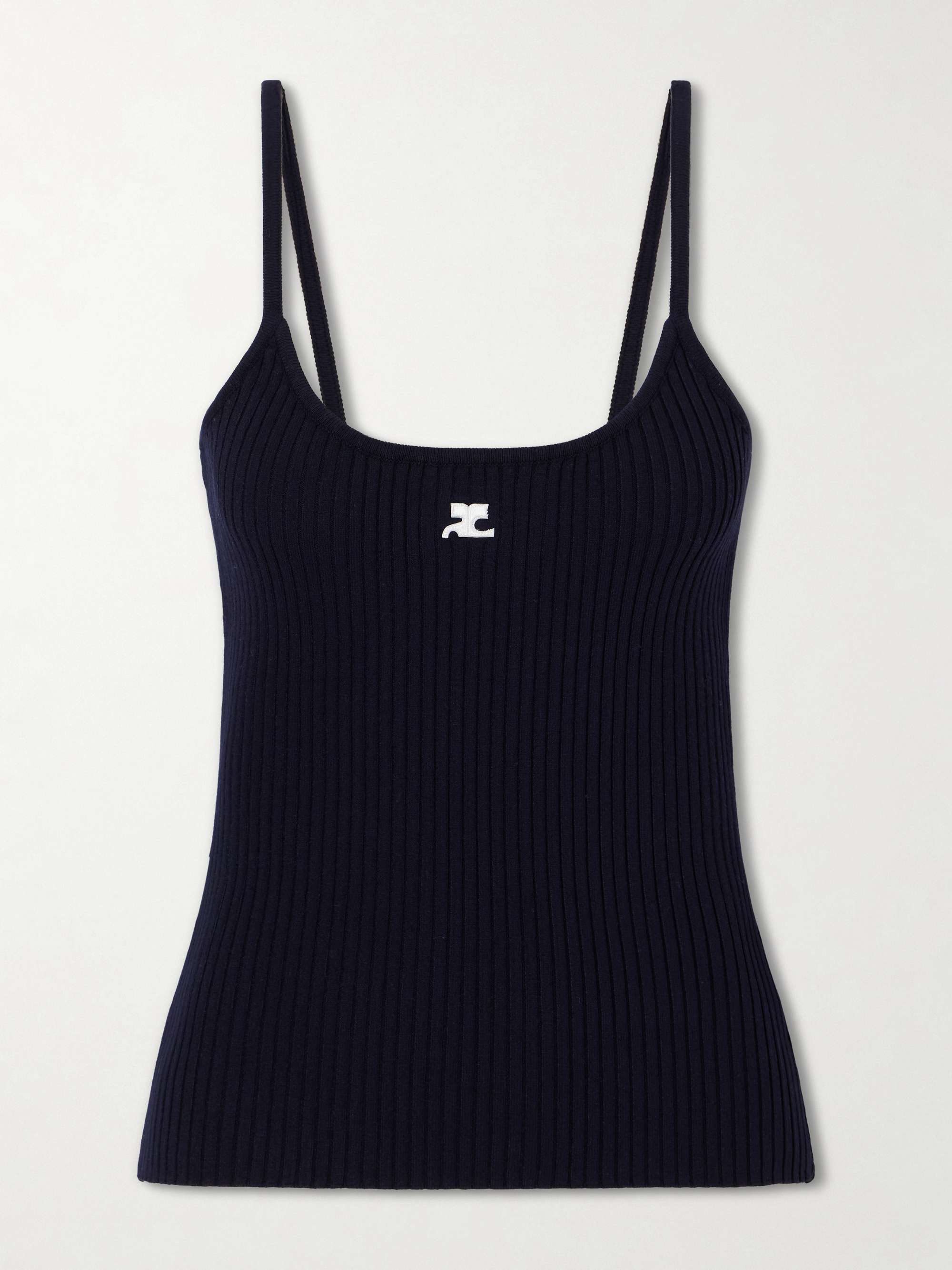 COURRÈGES Appliquéd ribbed-knit tank