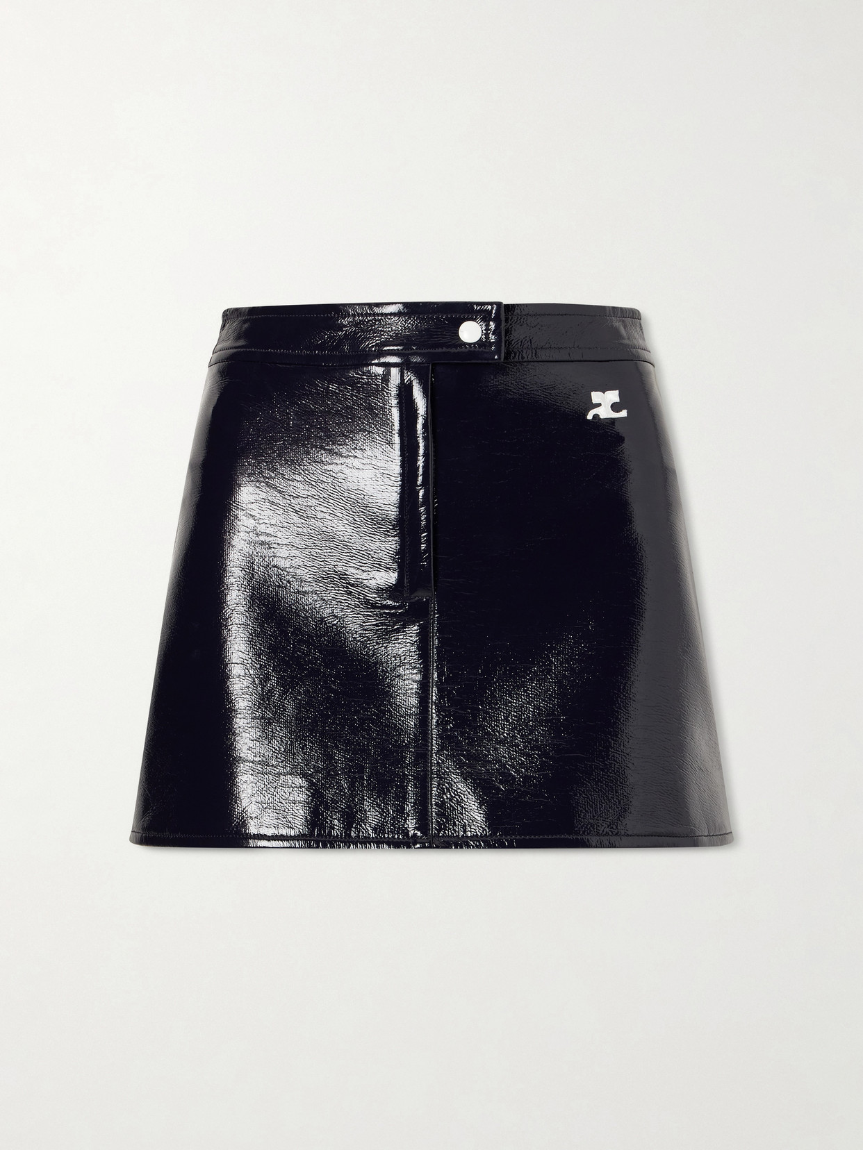 Courrèges Reedition Appliquéd Coated Cotton-blend Mini Skirt In Blue