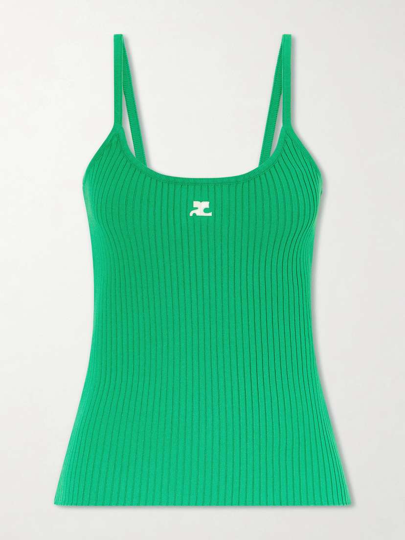 Courreges Reedition Logo-appliquéd Ribbed-knit Tank | Thumbnail 5 Courreges Reedition Logo-appliquéd Ribbed-knit Tank | Thumbnail 5