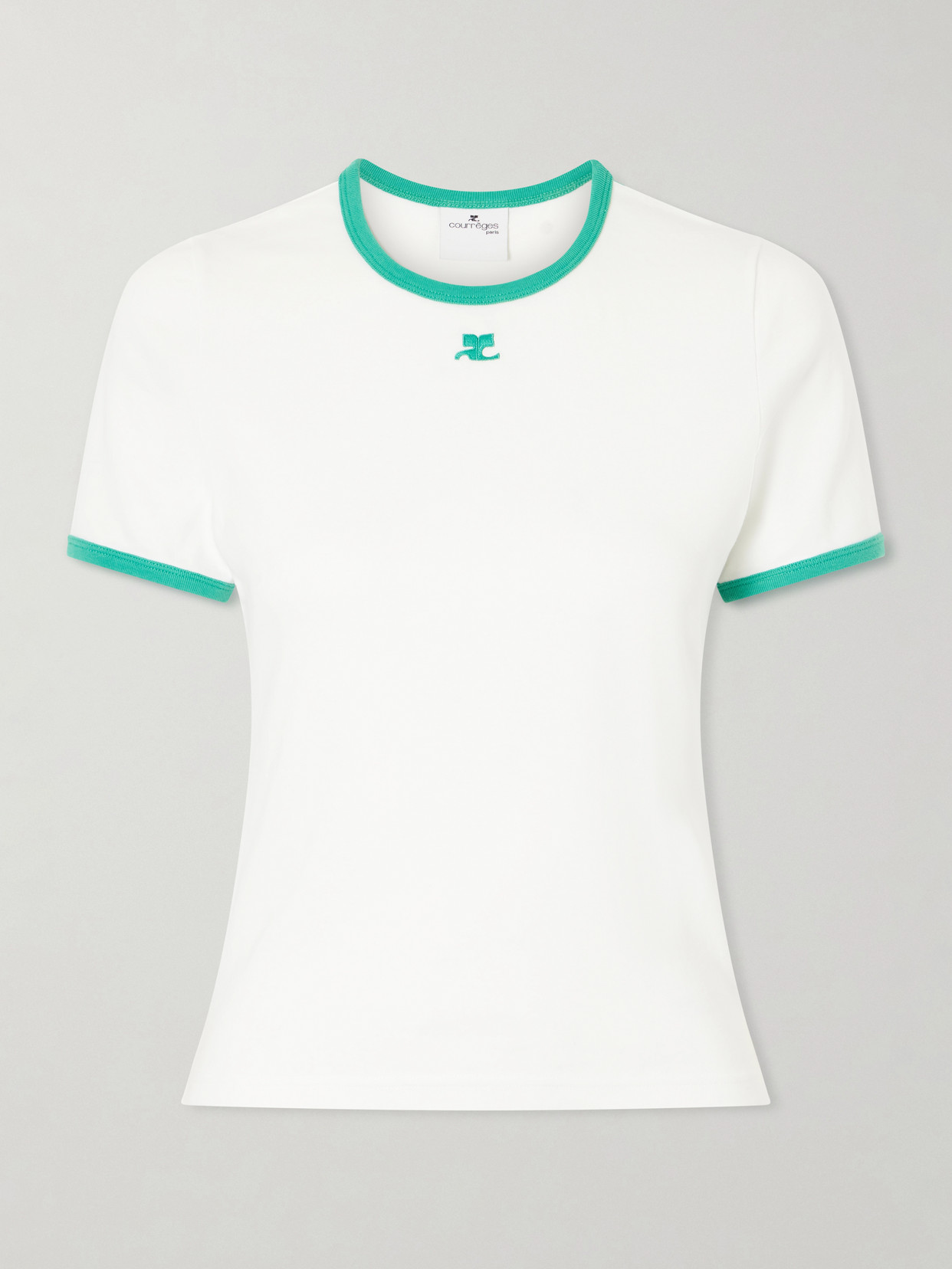 Courrèges Logo-embroidered Cotton-jersey T-shirt In White