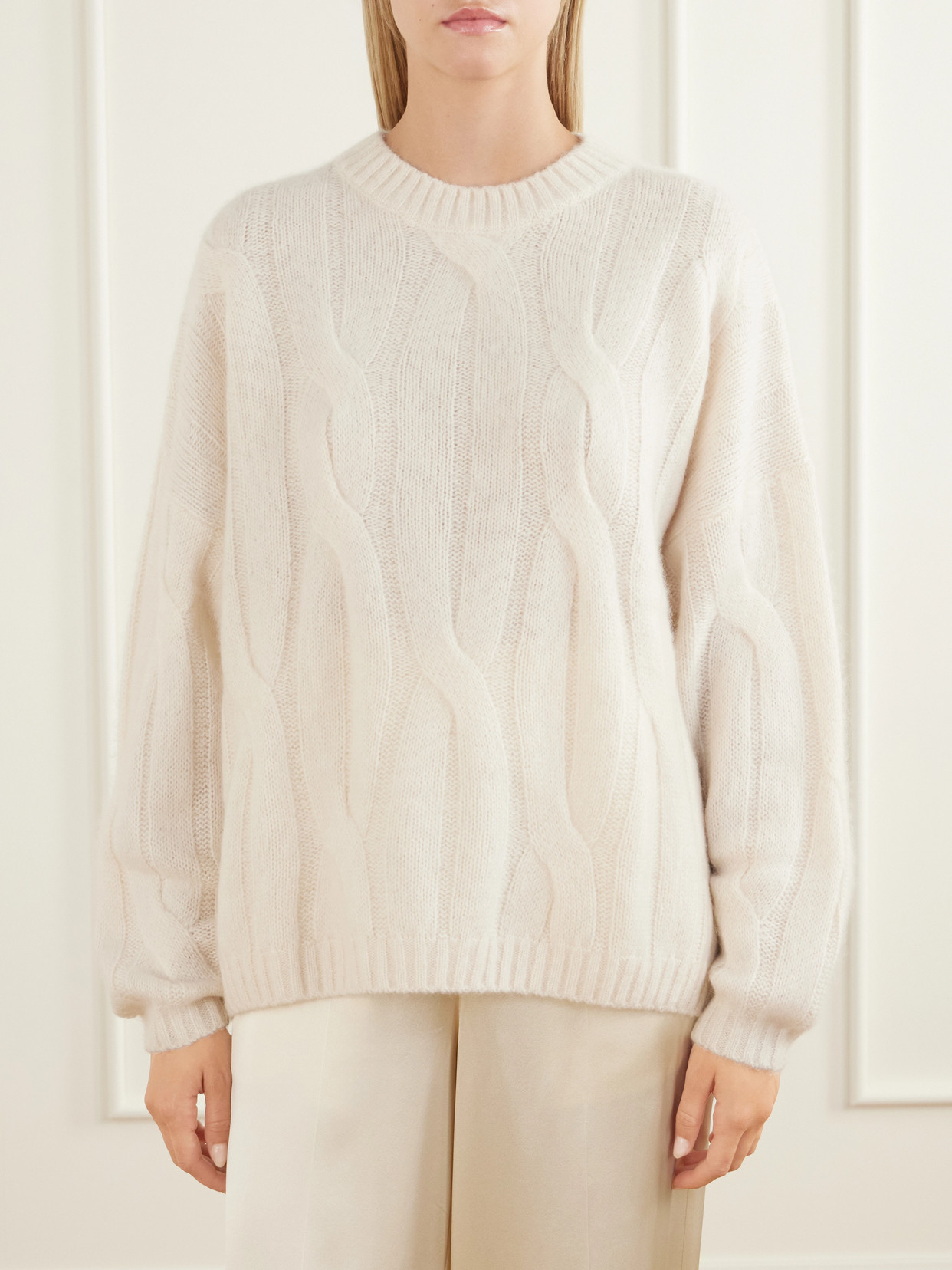 Cable-Knit Cashmere And Silk-Blend Sweater