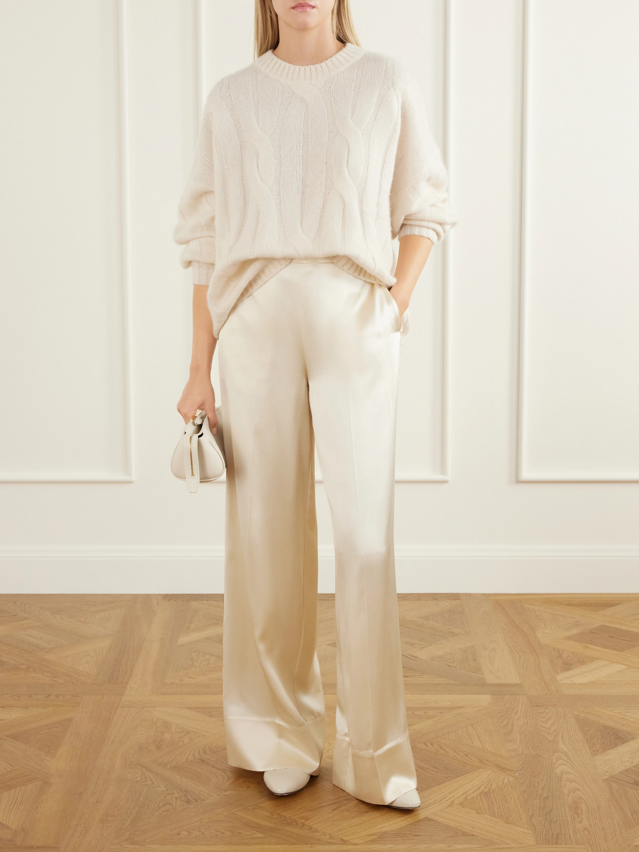 Cable-Knit Cashmere And Silk-Blend Sweater