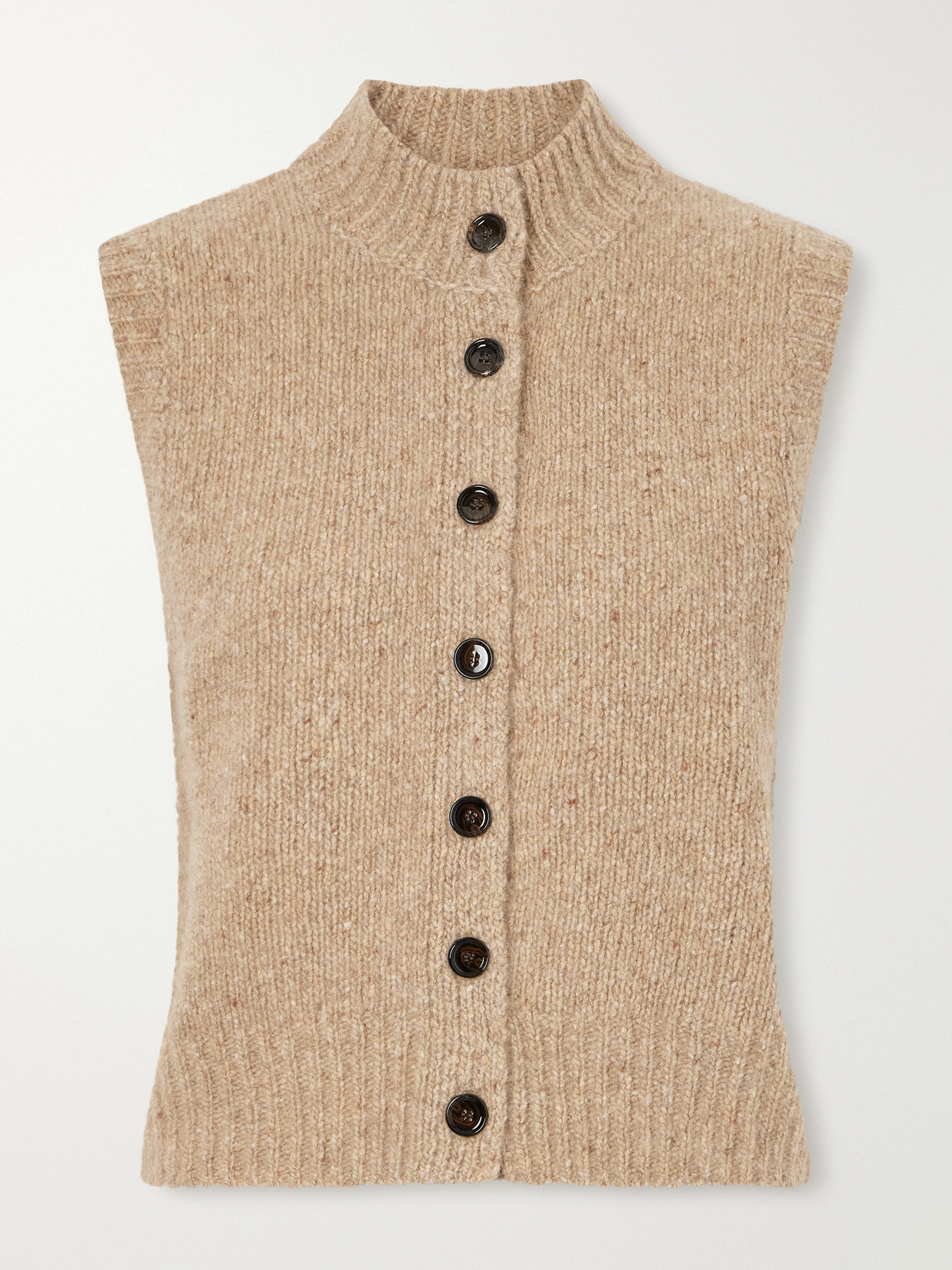Allude Button-down Cashmere Vest In Brown
