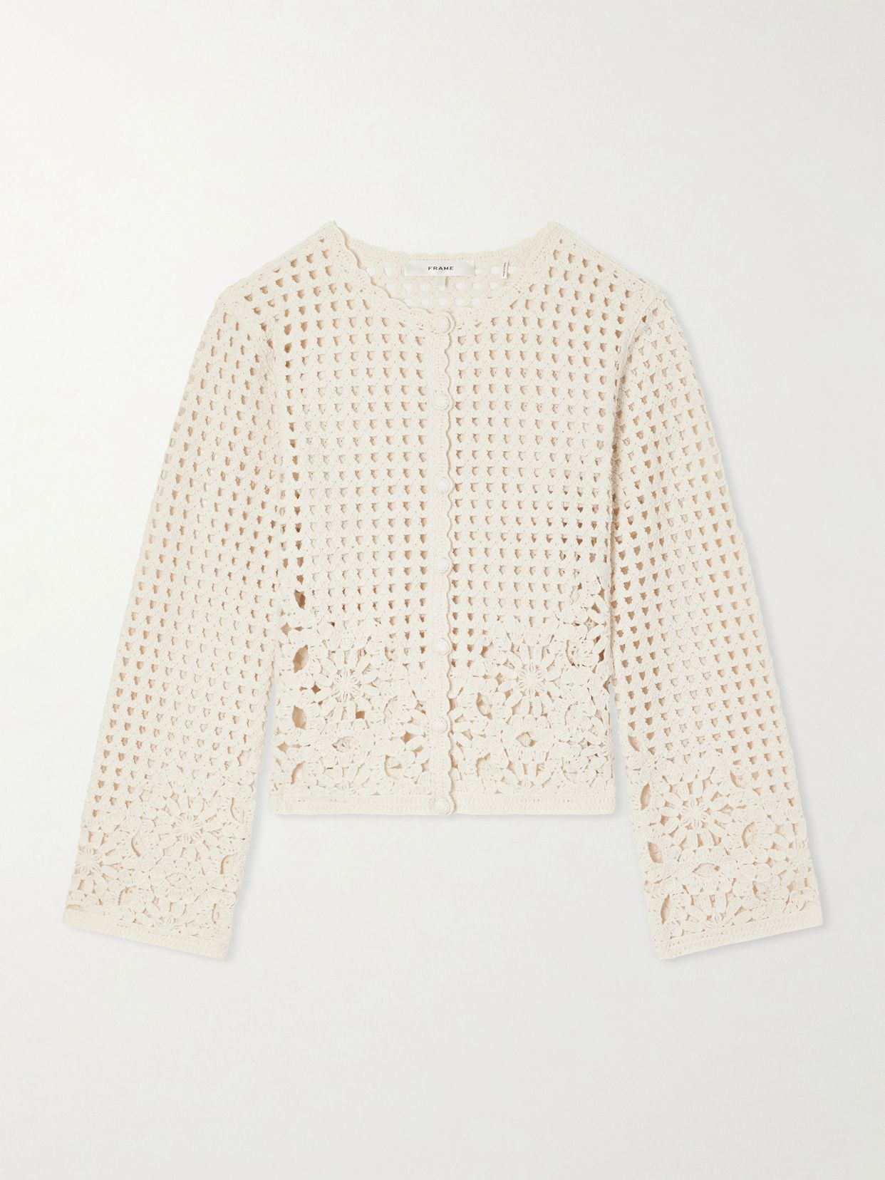 the postcard crocheted cotton cardigan