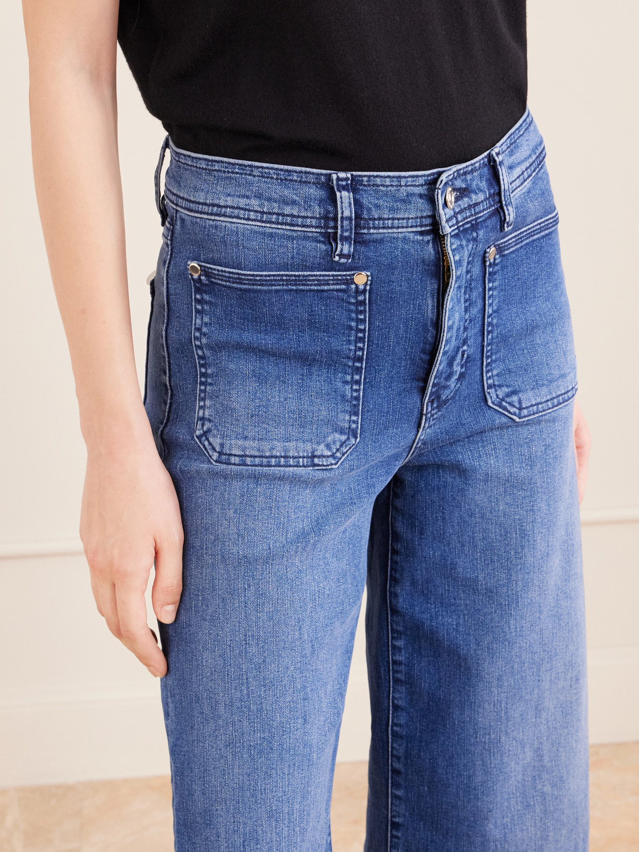 Le Slim Palazzo Crop High-Rise Wide- Leg