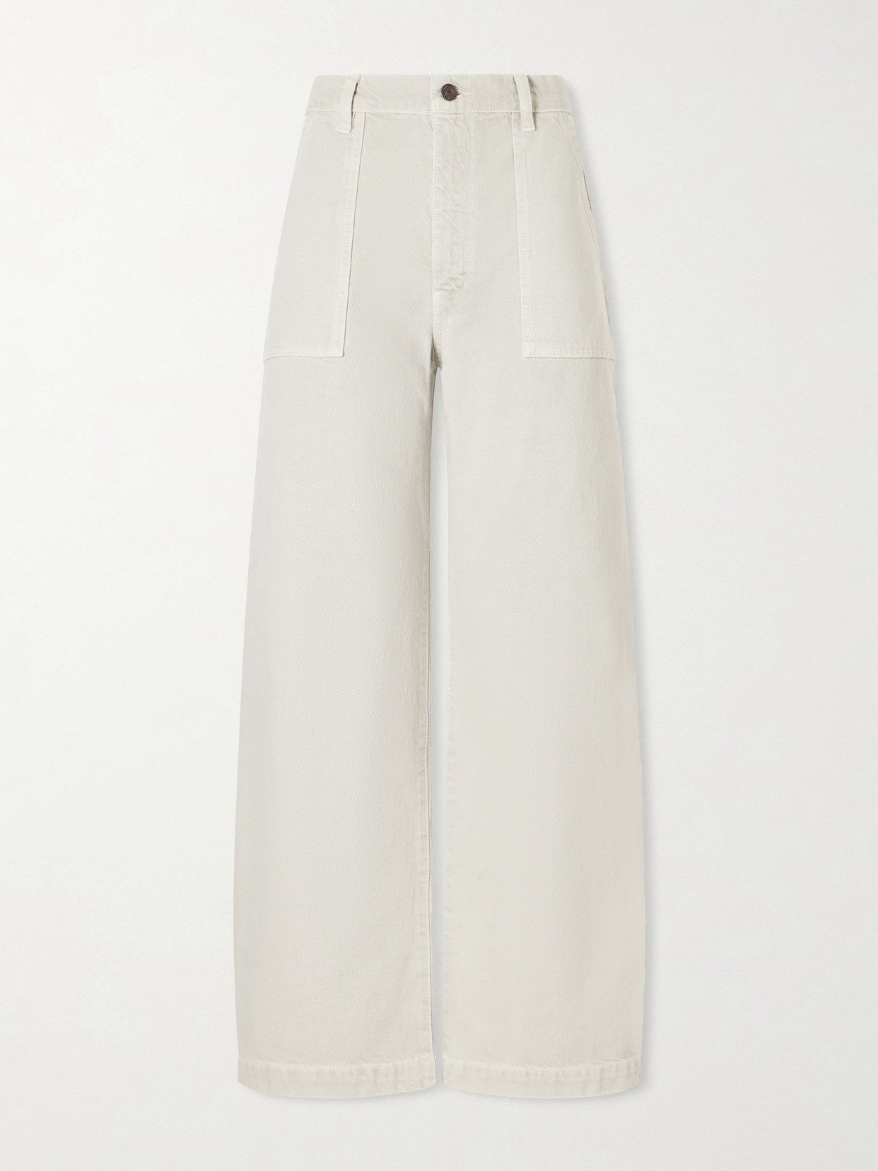 Frame The Bow Cargo High-rise Straight-leg Cotton Pants In Gray