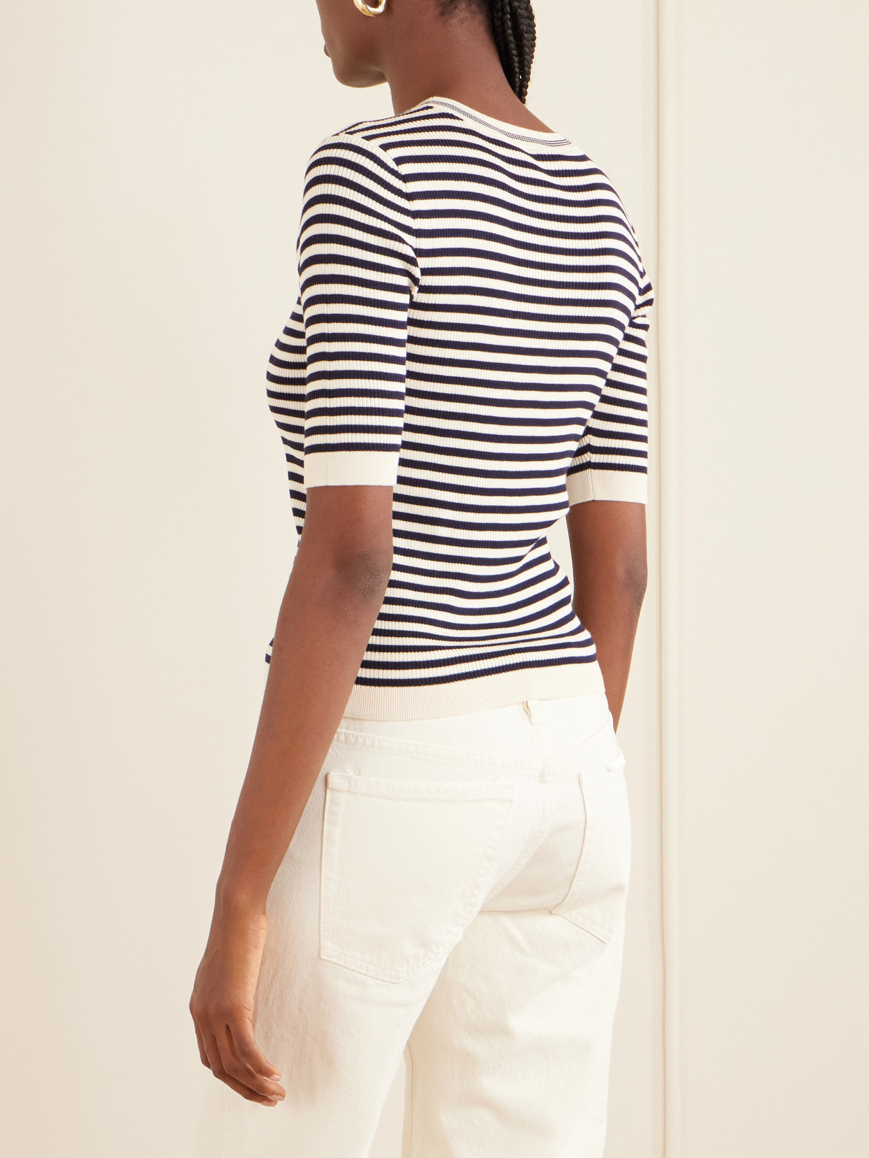 Frame Striped Cotton-blend T-shirt In Multi