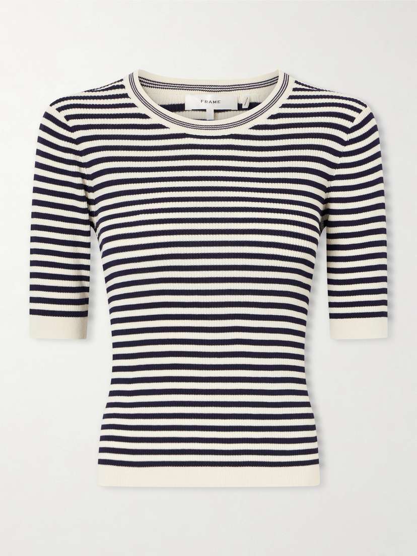 Frame Striped Cotton-blend T-shirt