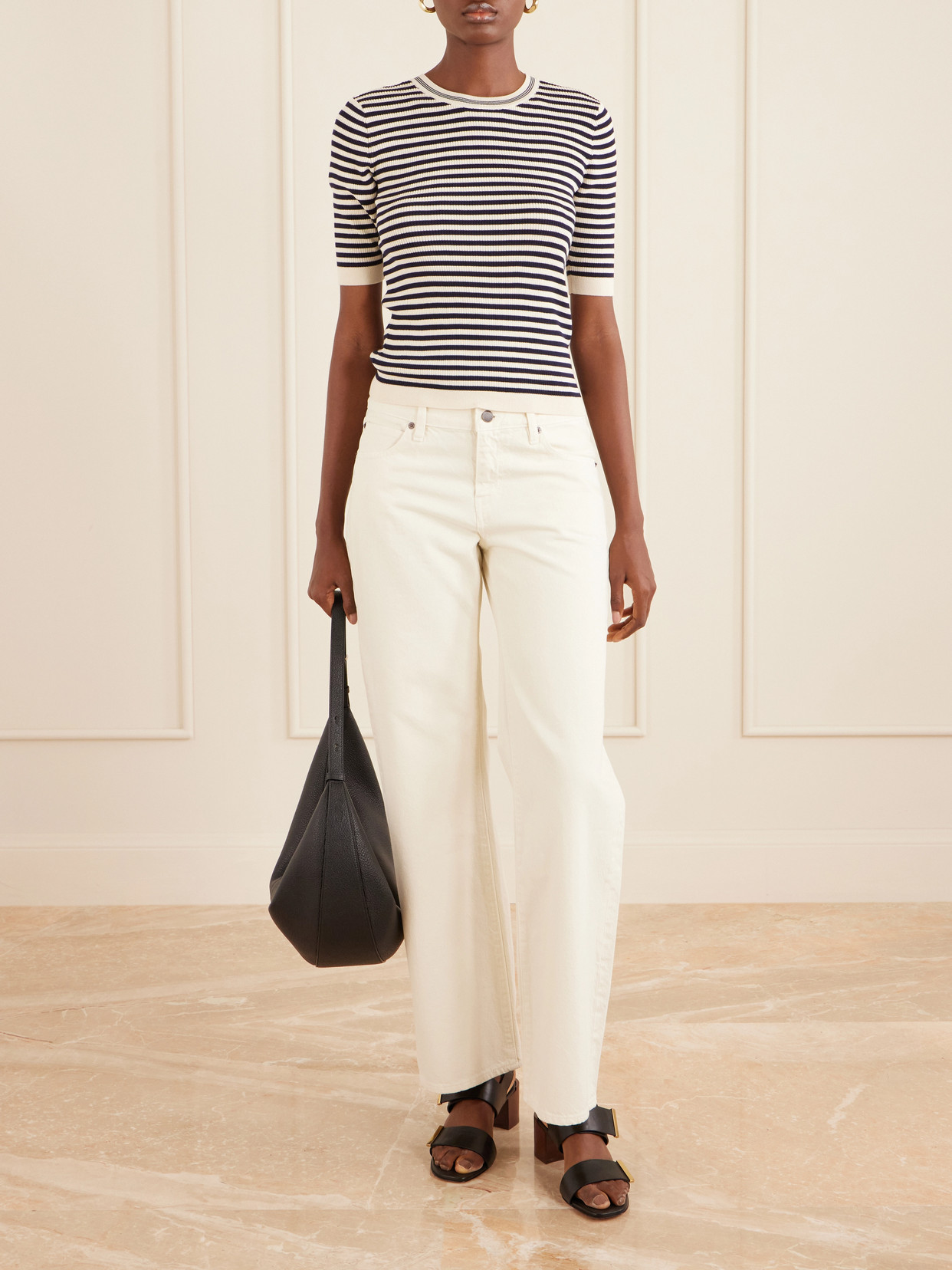 Frame Striped Cotton-blend T-shirt In Multi