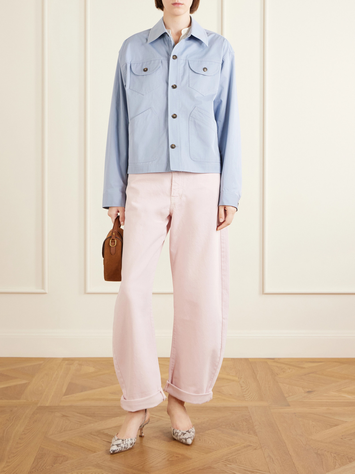 Frame The Utility Cotton-poplin Jacket In Blue