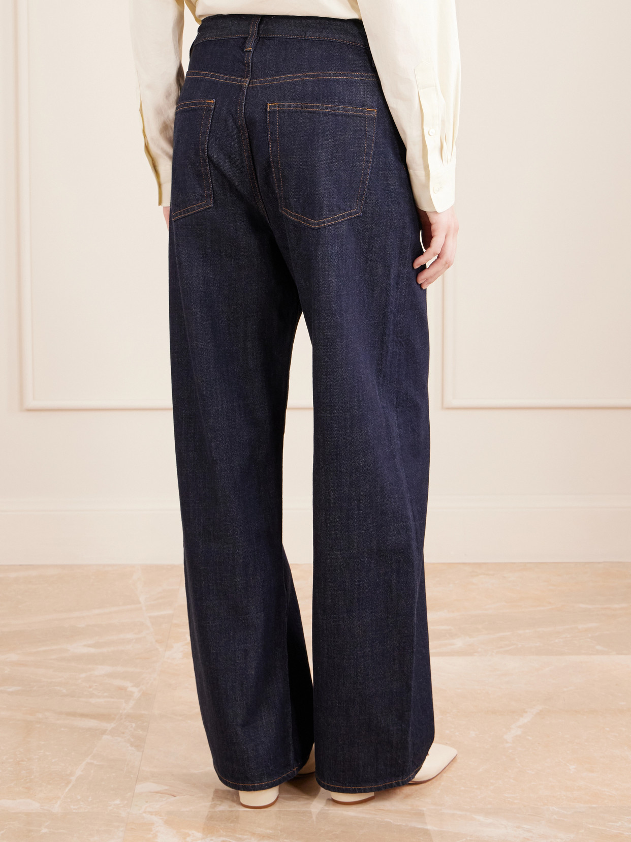 The Off Duty Drawstring Bow High-Rise Barrel-Leg Jeans
