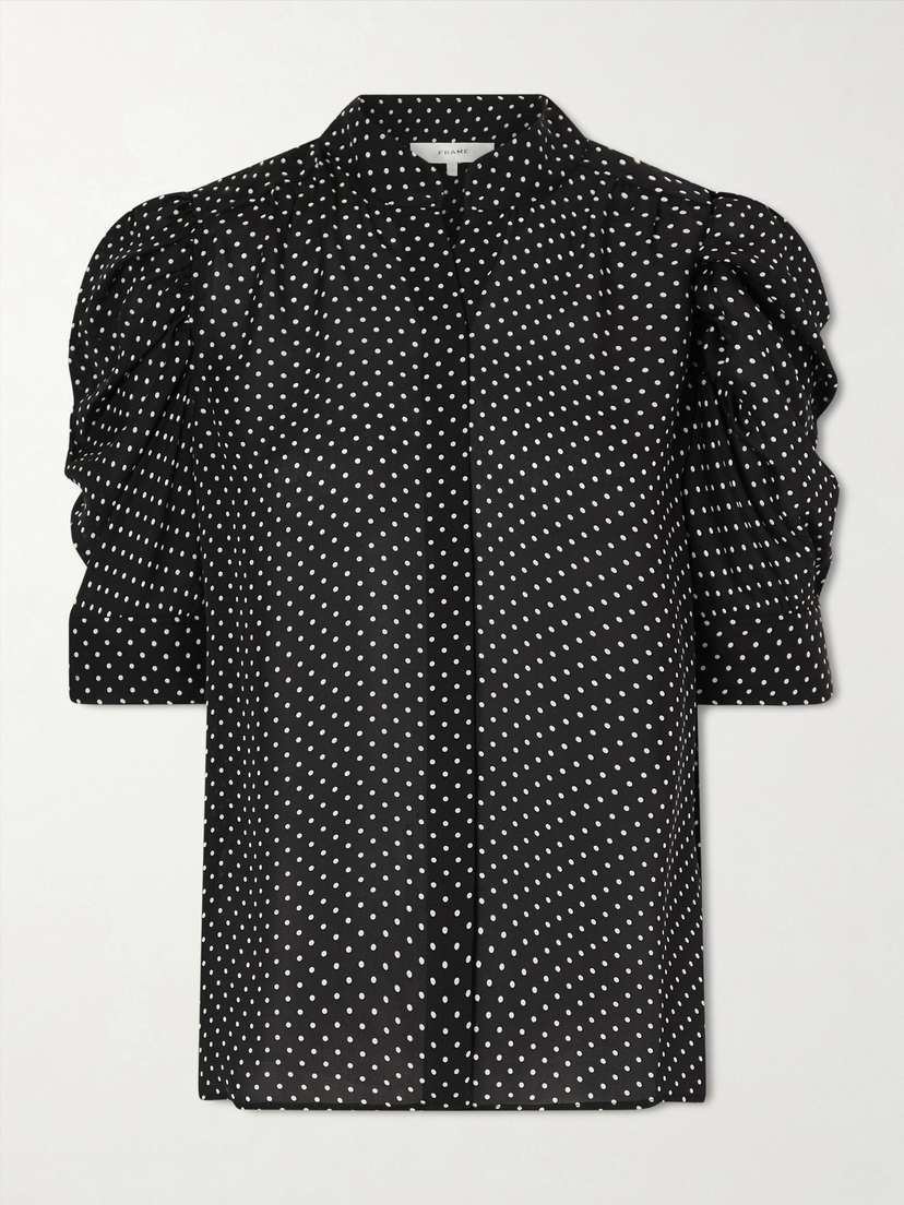 Frame The Gillian Polka-dot Silk-voile Blouse