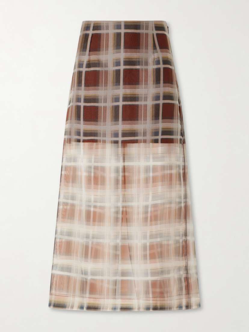 Frame Checked Silk-organza Midi Skirt | Thumbnail 6 Frame Checked Silk-organza Midi Skirt | Thumbnail 6