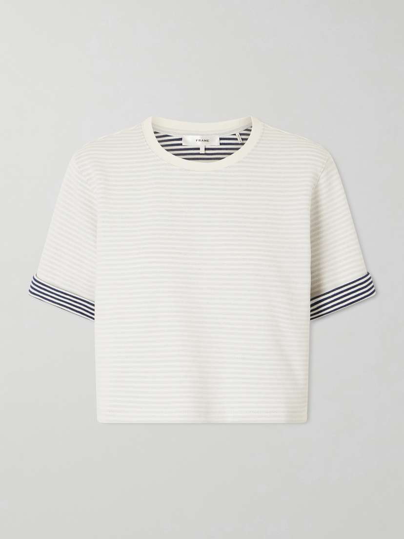 Frame Striped Cuff Pima Cotton T-shirt | Thumbnail 6