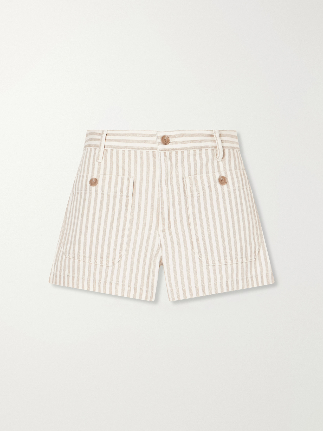 Frame The Cruise Striped Cotton Denim Shorts In Multi