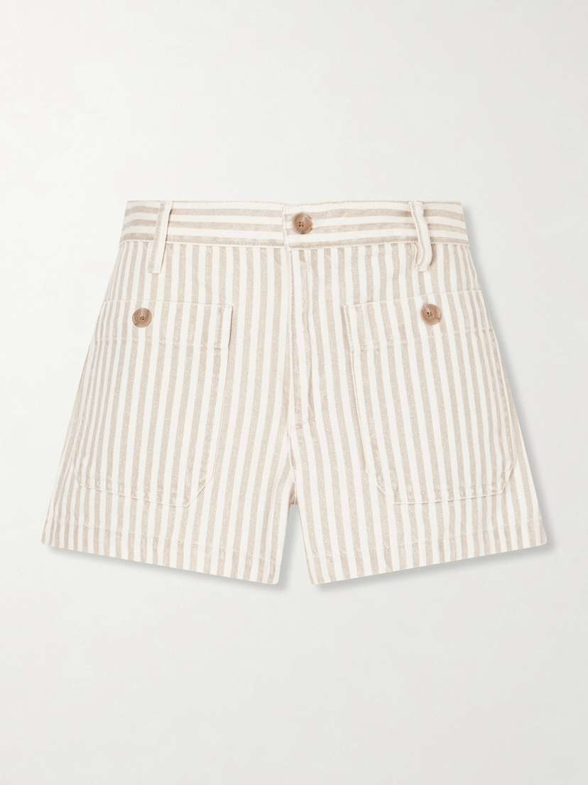 Frame The Cruise Striped Cotton Denim Shorts