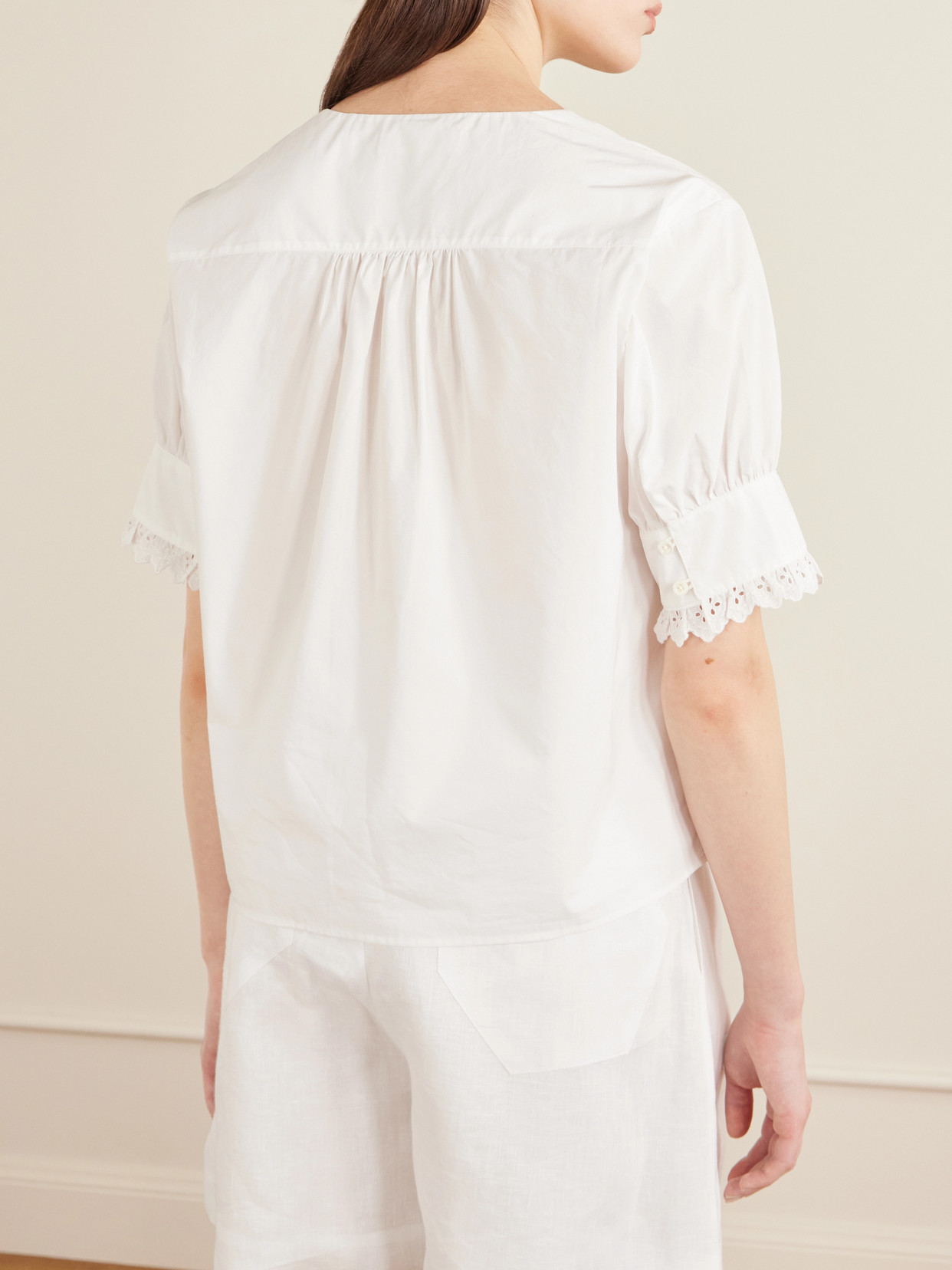 Keepsake Popover Camp-Collar Cotton Blouse
