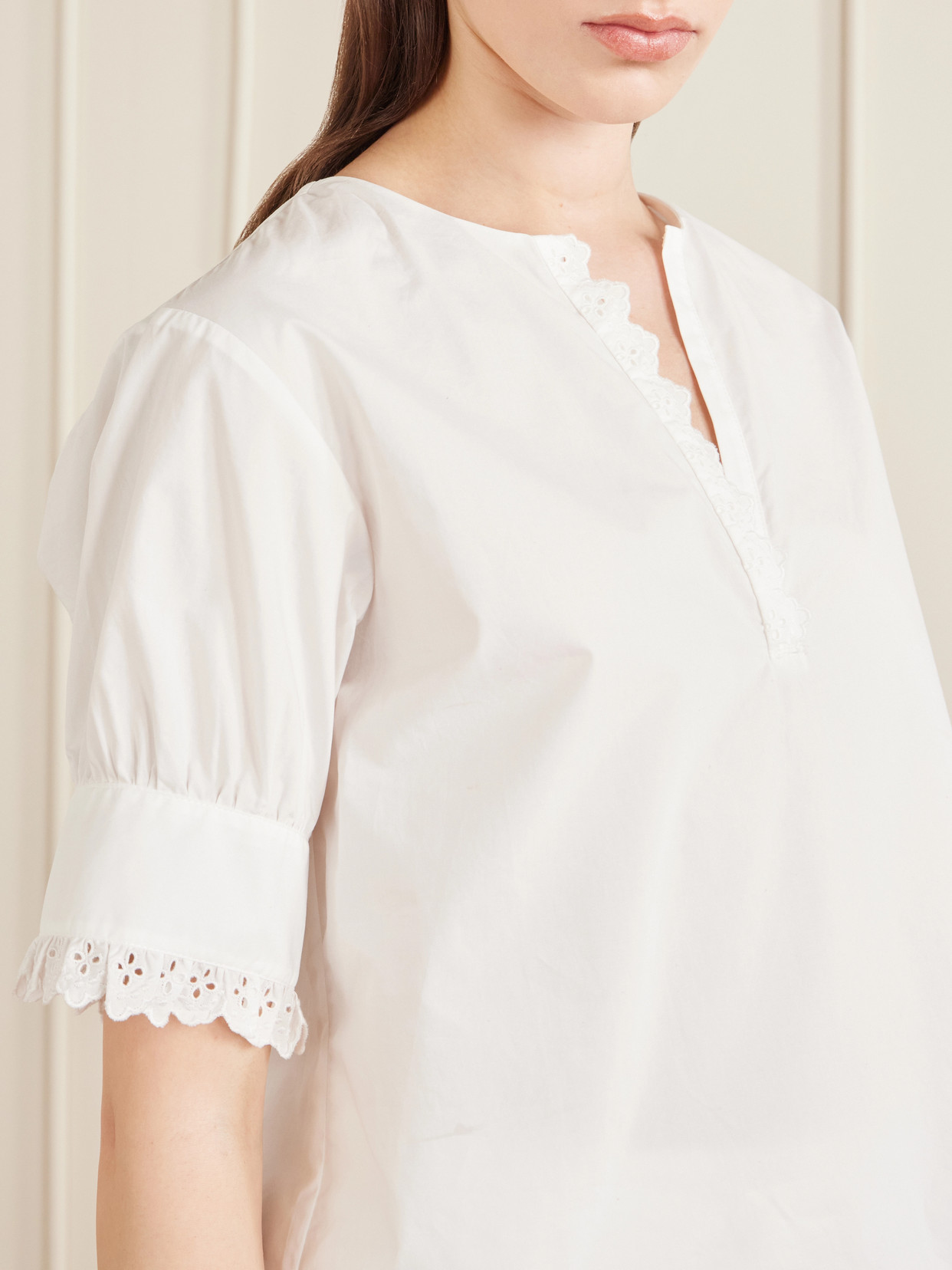 Keepsake Popover Camp-Collar Cotton Blouse