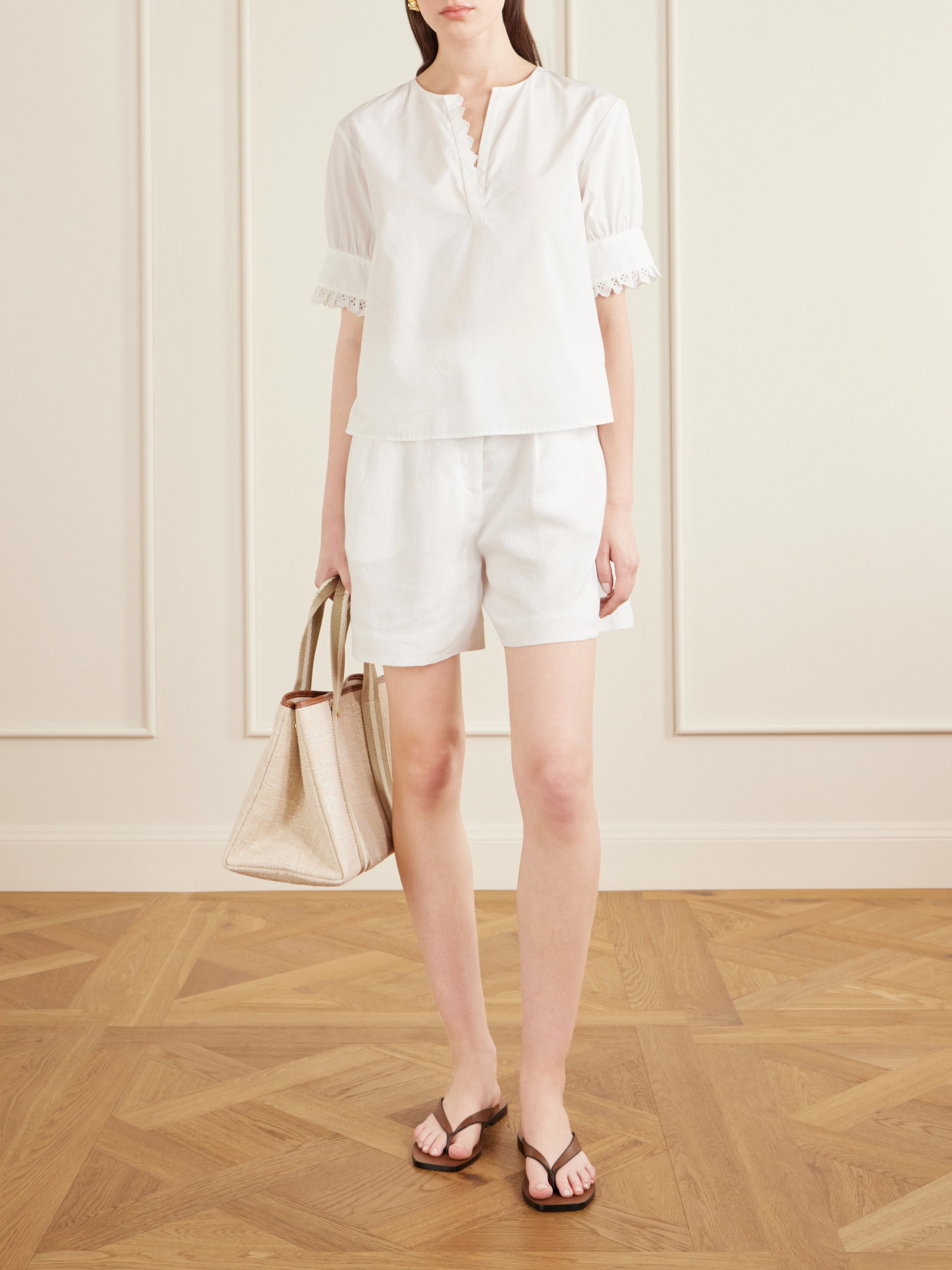 Keepsake Popover Camp-Collar Cotton Blouse
