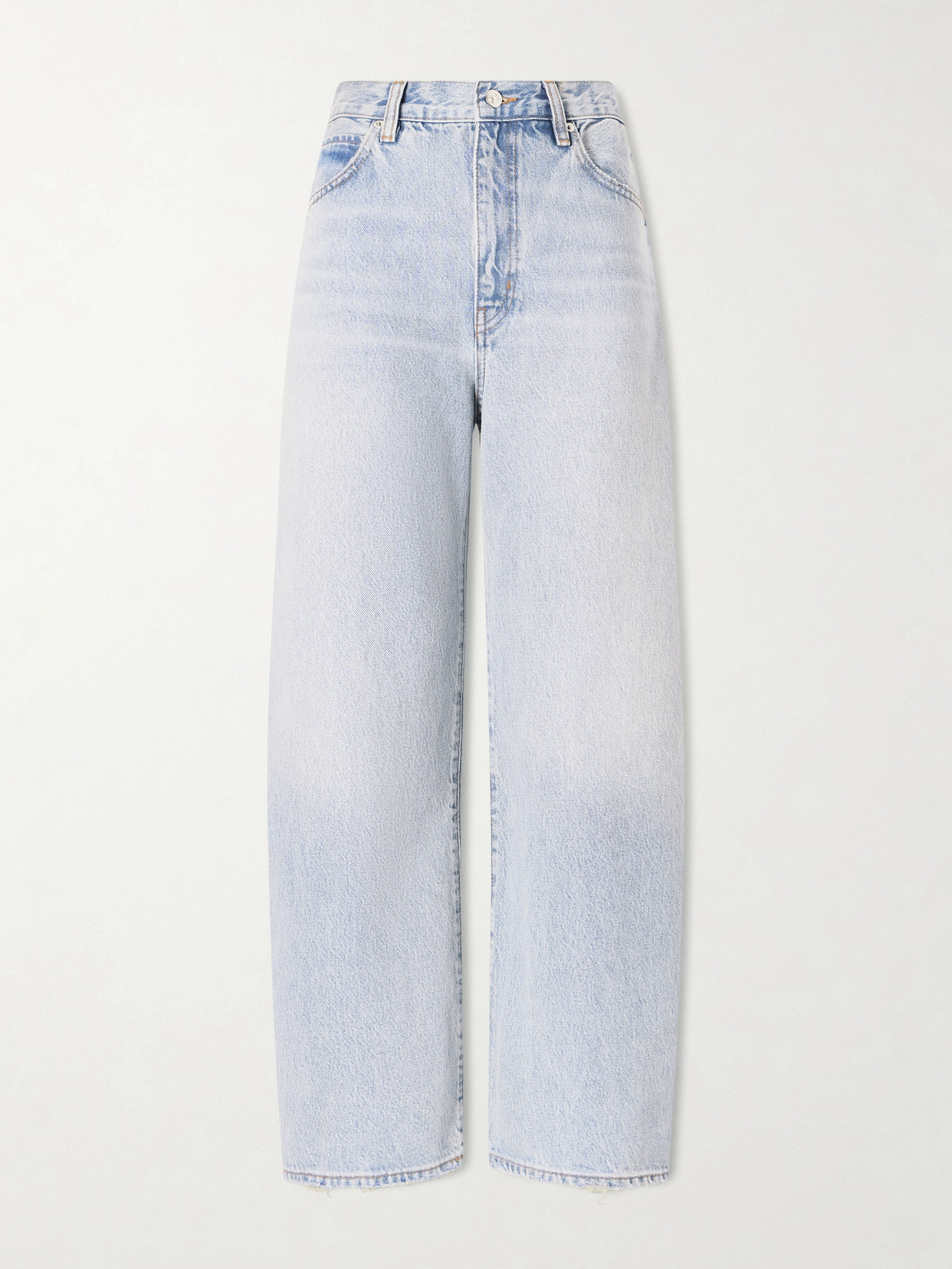 Frame The Bow Crop Mid-rise Wide-leg Jeans In Blue