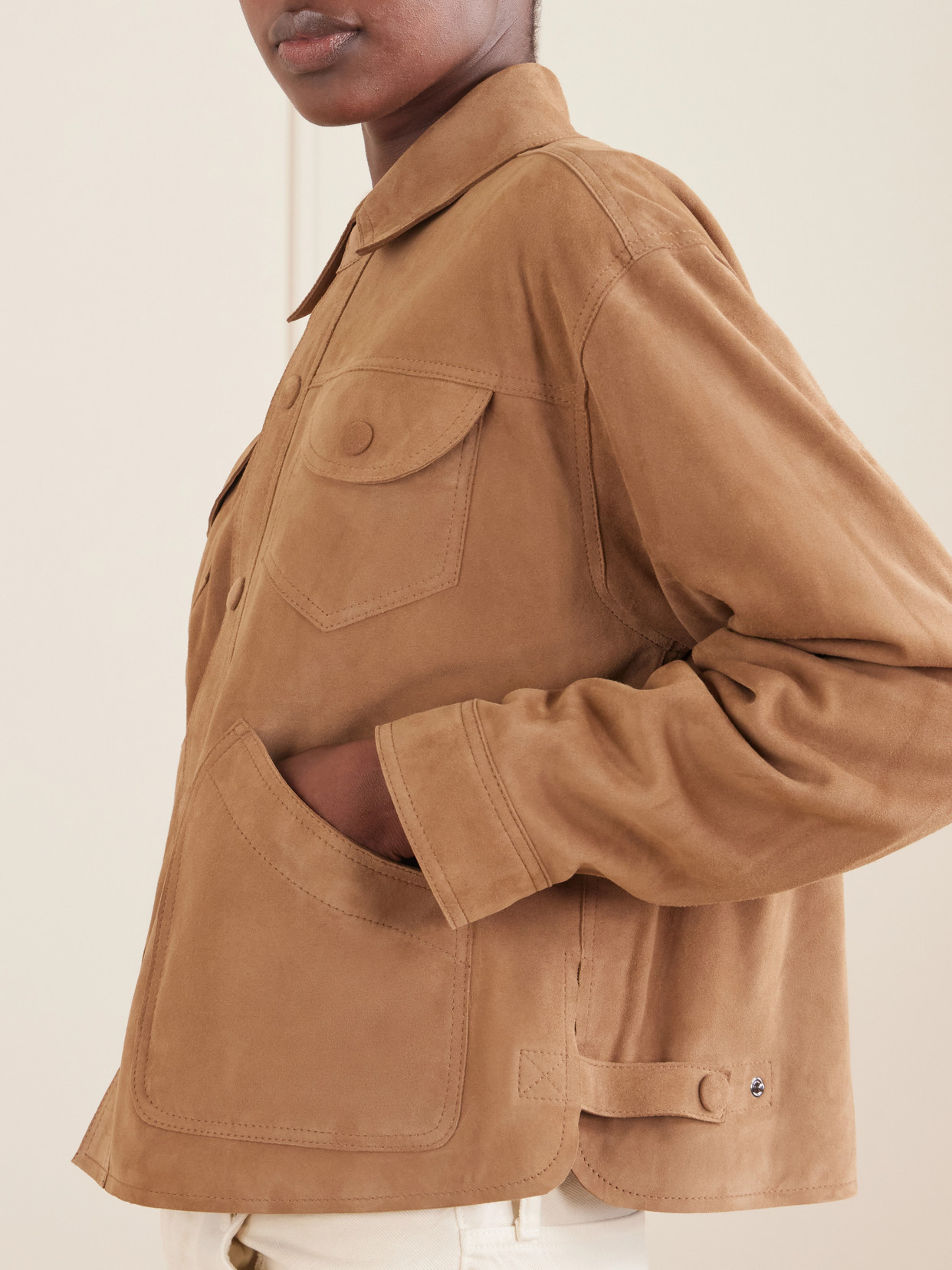 Frame Utility Suede Jacket In Neutrals