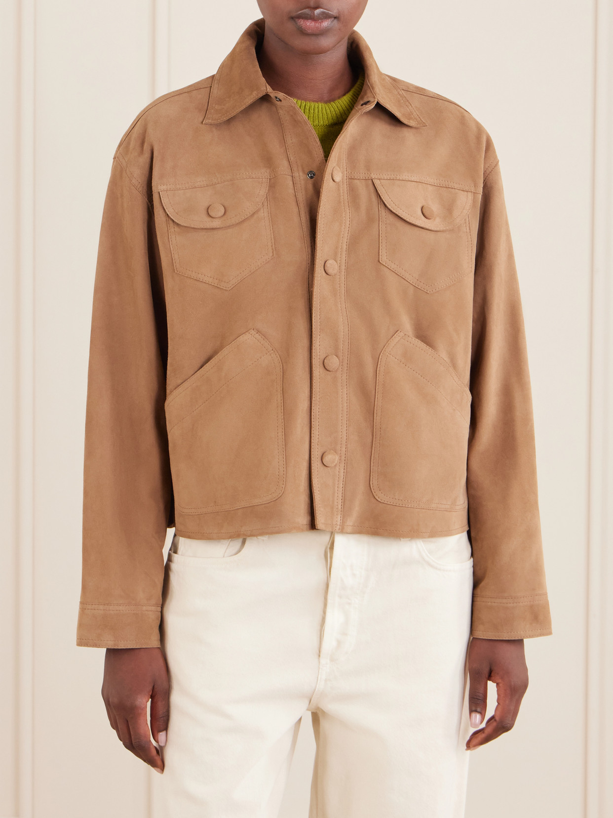 Frame Utility Suede Jacket In Neutrals