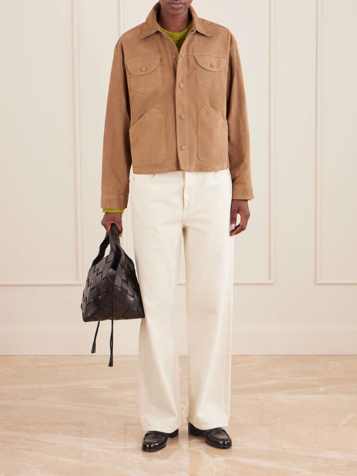 Frame Utility Suede Jacket In Neutrals