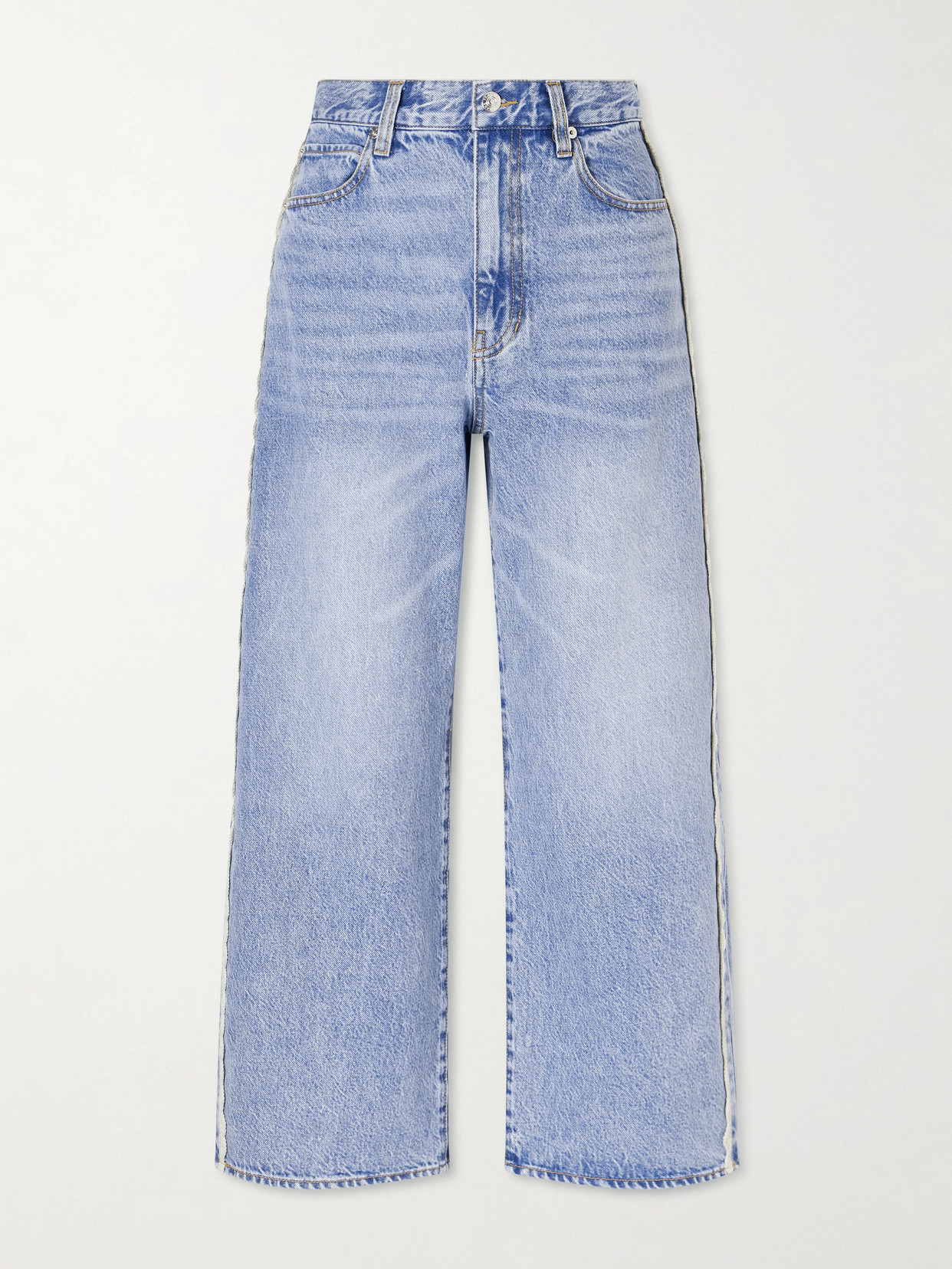 Crochet Bow Crop High-Rise Wide-Leg Jeans