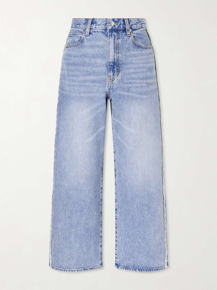 Frame Crochet Bow Crop High-rise Wide-leg Jeans