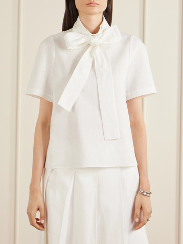 SHUSHU/TONG Bow-detailed linen blouse