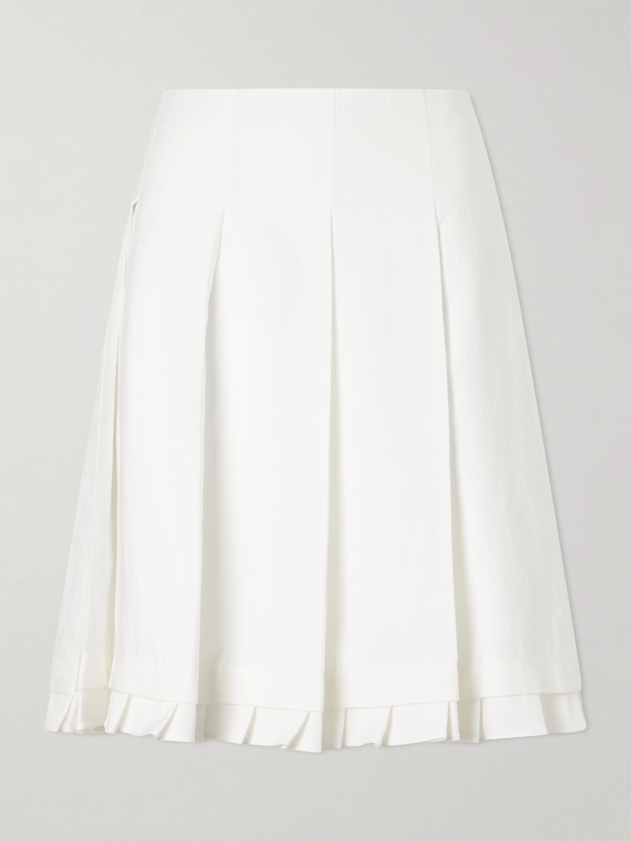 SHUSHU/TONG - Pleated Linen Midi Skirt - White