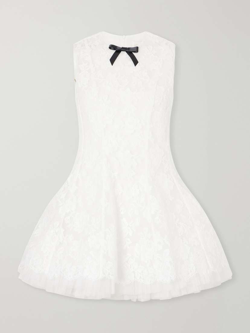 SHUSHU/TONG Bow-detailed Cotton-blend Guipure-lace Mini Dress | Thumbnail 5