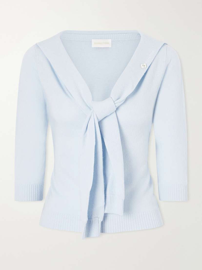 SHUSHU/TONG Logo-appliquéd Tie-detailed Wool Sweater | Thumbnail 5 SHUSHU/TONG Logo-appliquéd Tie-detailed Wool Sweater | Thumbnail 5